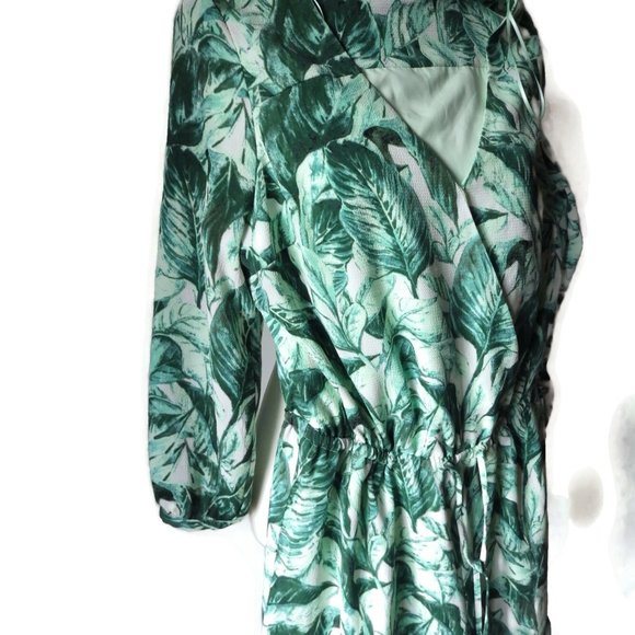 Dressy Romper/ Kaari Blue/Green Tropical Print/ Size M - Picture 5 of 6